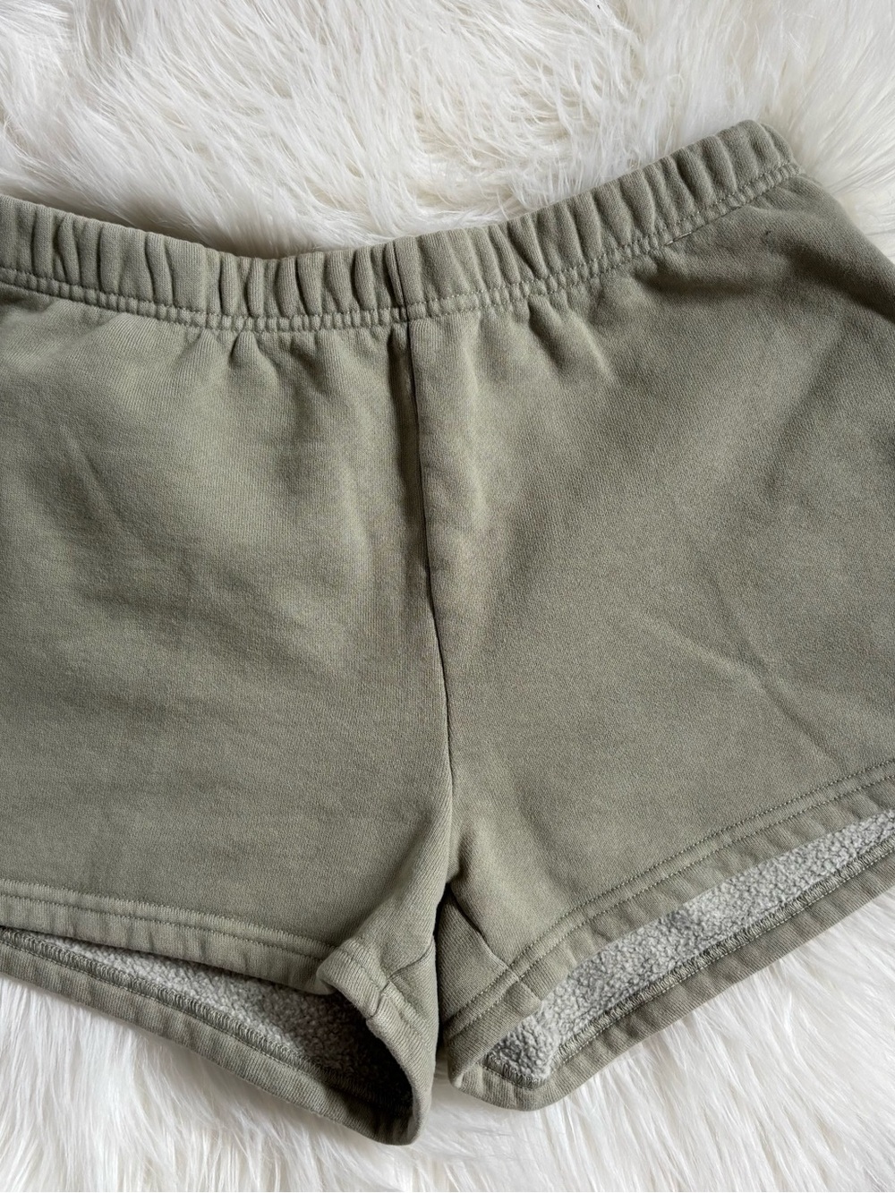 TNA COZYAF Fleece Shorts in Sage Green